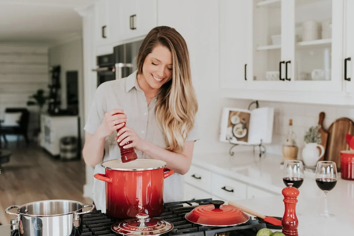 Kitchen and dining essentials including cookware, utensils, and tableware