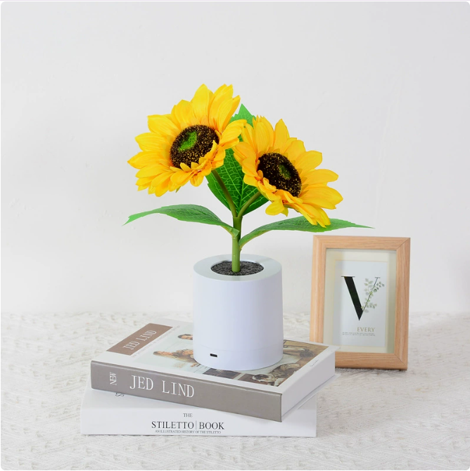 Two-Head Sunflower LED Table Lamp - Artificial Flower Night Light for Home Decor