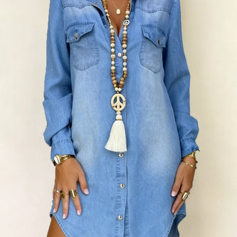 Elevate Your Everyday Look with the Donna Casual Elegant Denim Shirt Dress