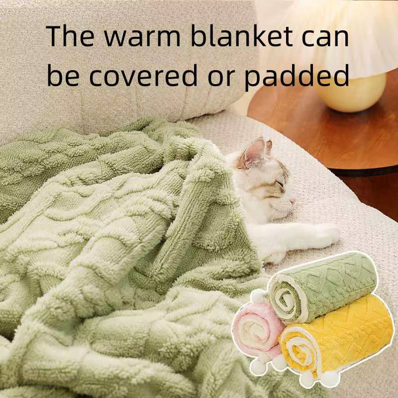 Oufa Drop Shipping Hot Sell Pet Blanket Insstyle Solid Color Cat Warm Blanket Thickened Flannel Kennel Dog Sleeping Mat Supplies