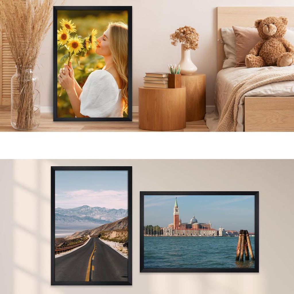 Sleek Black 24x36 Poster Frame - Perfect for Showcasing Your Favorite Artwork and Memories