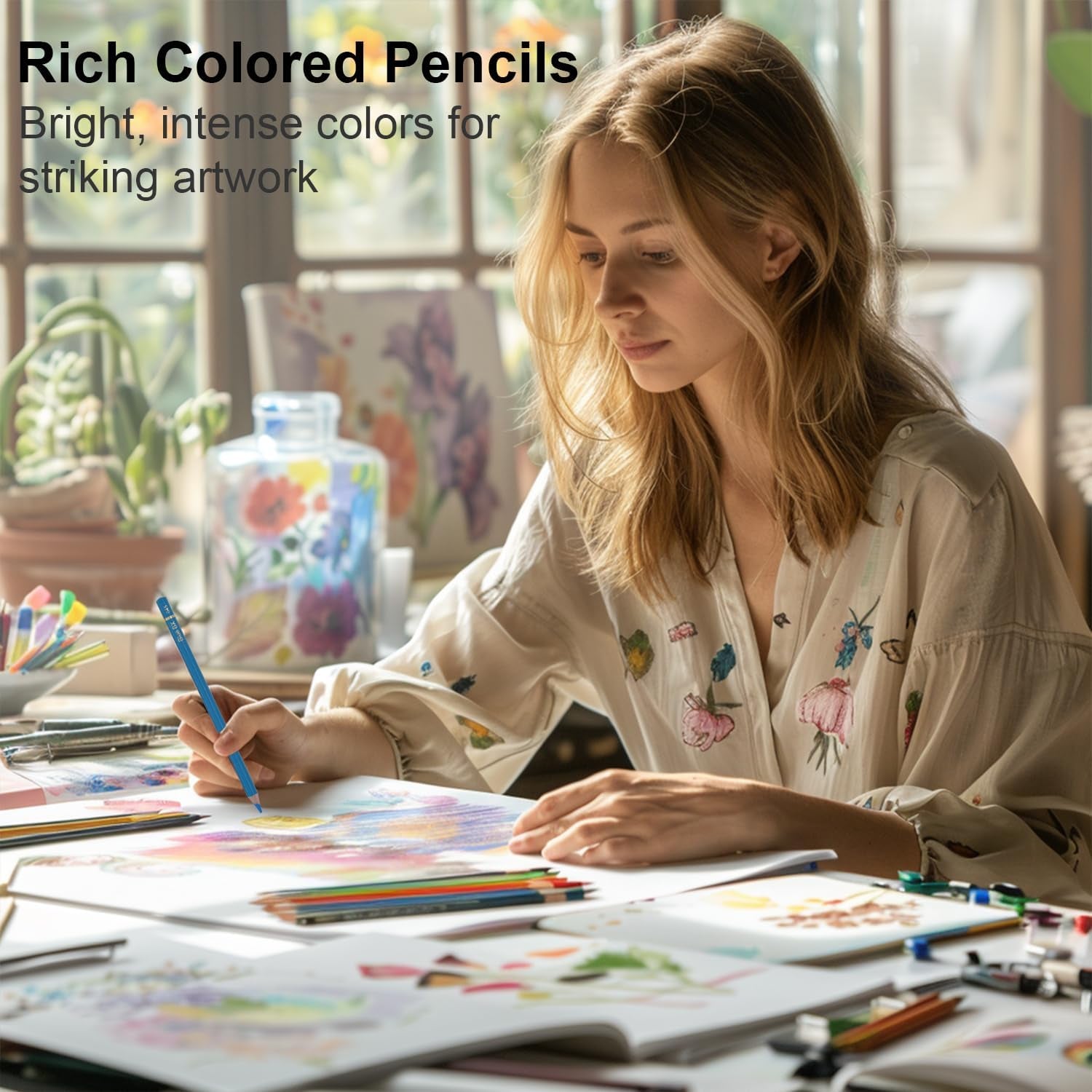 Vibrant 72-Count Colored Pencils Set for Adults - Premium Oil-Based Drawing Pencils for Creative Expression and Stunning Artwork