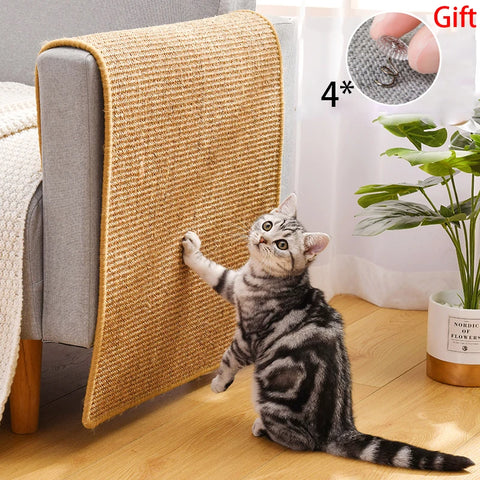 Transform Your Furniture with Our Durable Cat Scratcher Sisal Mat - The Ultimate Nail Sharpening Solution for Cats!
