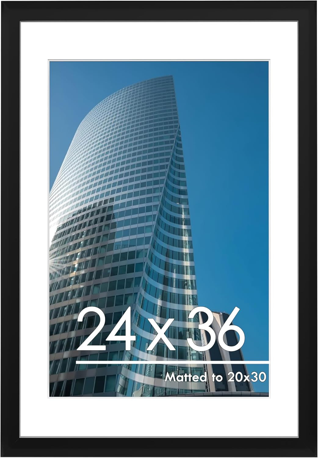 24X36 Poster Frame, Display Pictures 20 X 30 with Mat or 24 X 36 without Mat, Poster Frames 24 X 36 Inches for Wall Mounting Display, Black.