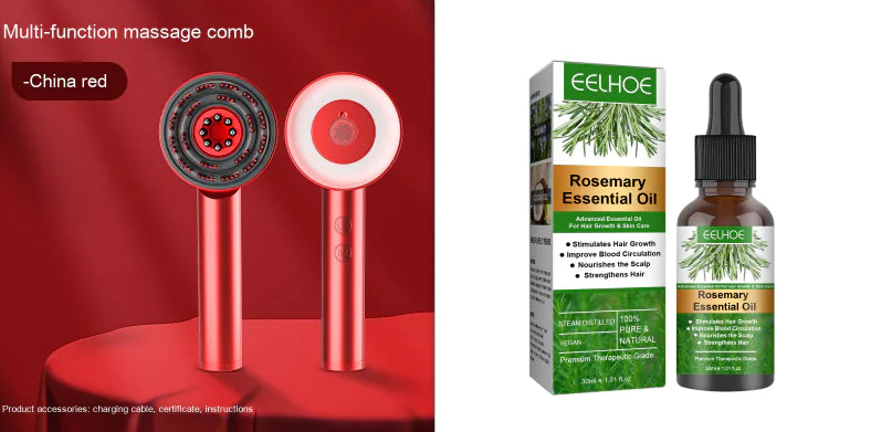 Scalp Massager Comb – At-Home Hair & Scalp Rejuvenation System with Essential Oil Applicator