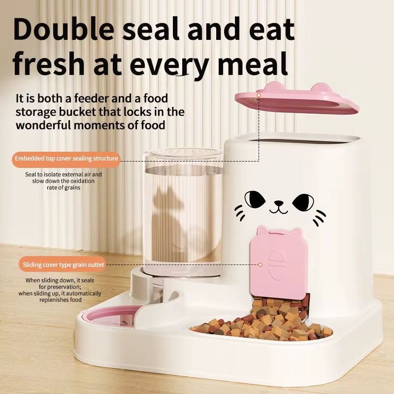 Large-Capacity Two-In-One Pet Feeding Drinking and Water Dispenser Automatic Pet Supplies