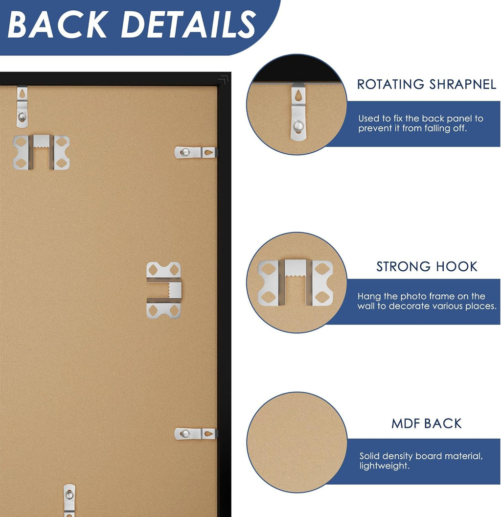 24X36 Poster Frame, Display Pictures 20 X 30 with Mat or 24 X 36 without Mat, Poster Frames 24 X 36 Inches for Wall Mounting Display, Black.