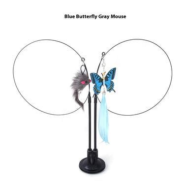 Interactive Cat Teaser Toy – Floral Sucker Wand with Bouncing Butterfly & Leaf for Active Play