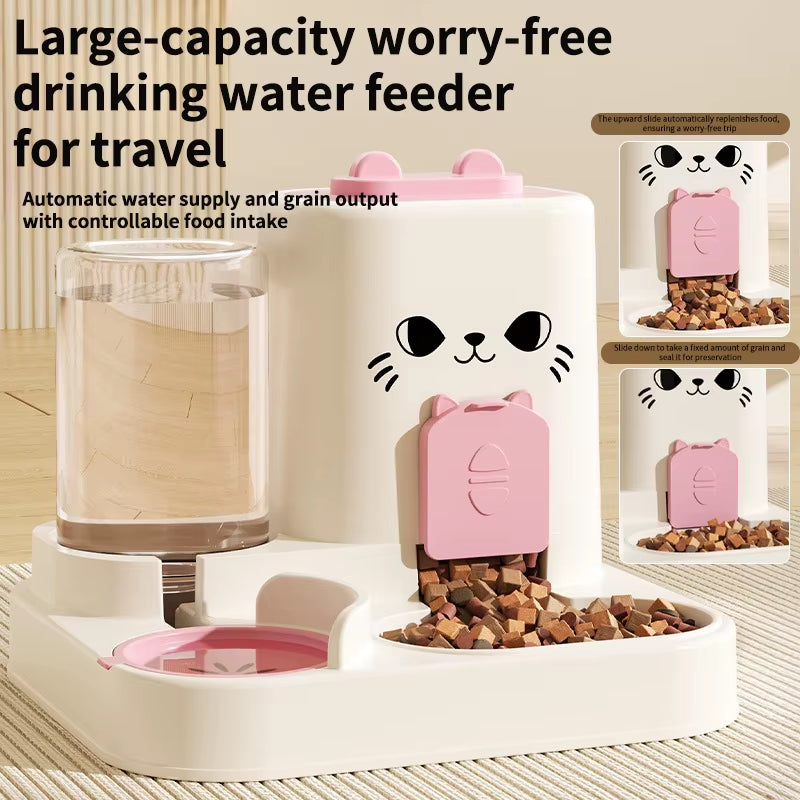 Large-Capacity Two-In-One Pet Feeding Drinking and Water Dispenser Automatic Pet Supplies