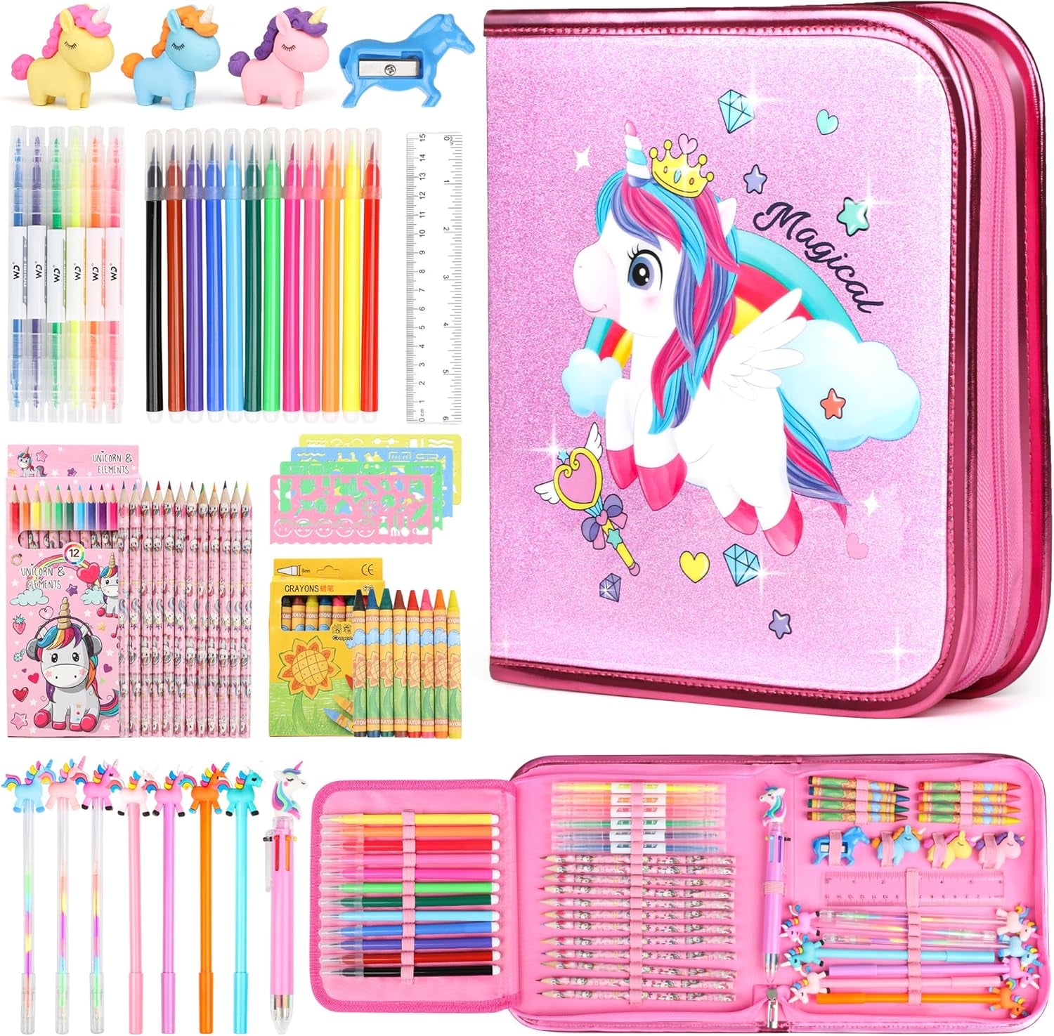 Unicorn Fruit Scented Markers Set - 56-Piece Art Supplies for Kids Aged 4-12, Perfect Birthday Gifts for Creative Girls!