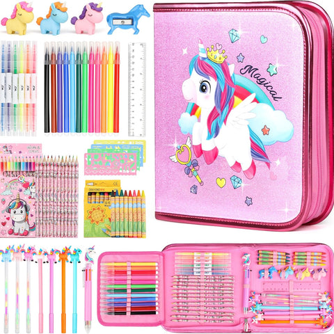 Unicorn Fruit Scented Markers Set - 56-Piece Art Supplies for Kids Aged 4-12, Perfect Birthday Gifts for Creative Girls!