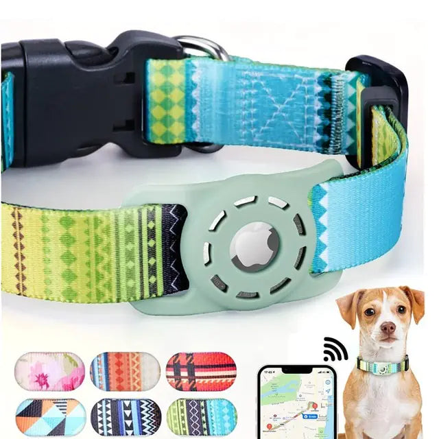Apple AirTag Collar for Pets – Digital Printing Custom Dog Collar with AirTag Holder for GPS-Free Tracking
