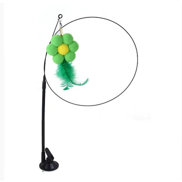 Interactive Cat Teaser Toy – Floral Sucker Wand with Bouncing Butterfly & Leaf for Active Play