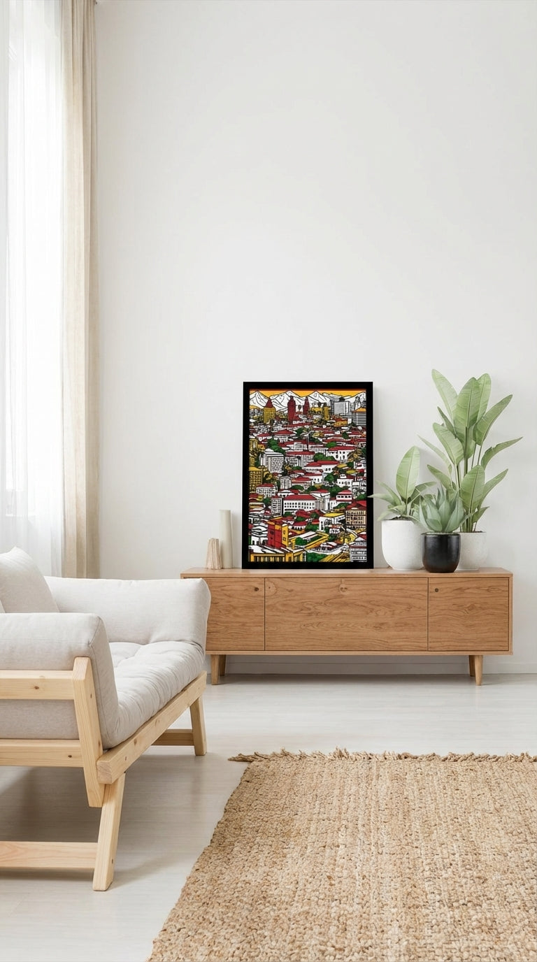 Contemporary World Cityscape Metal Poster | Print-on-Demand Wall Art