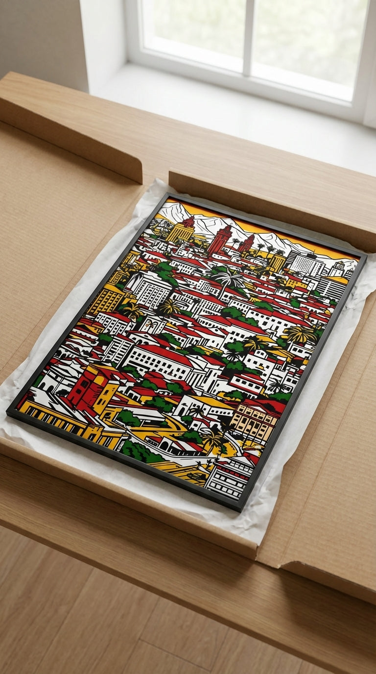 Contemporary World Cityscape Metal Poster | Print-on-Demand Wall Art