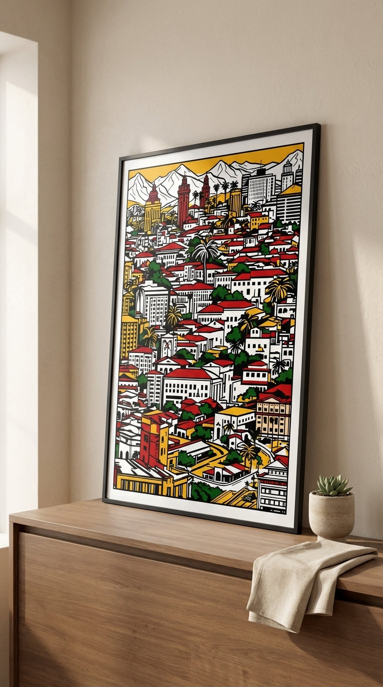 Contemporary World Cityscape Metal Poster | Print-on-Demand Wall Art