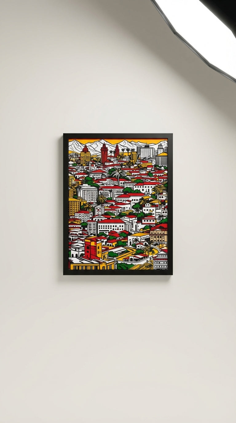 Contemporary World Cityscape Metal Poster | Print-on-Demand Wall Art
