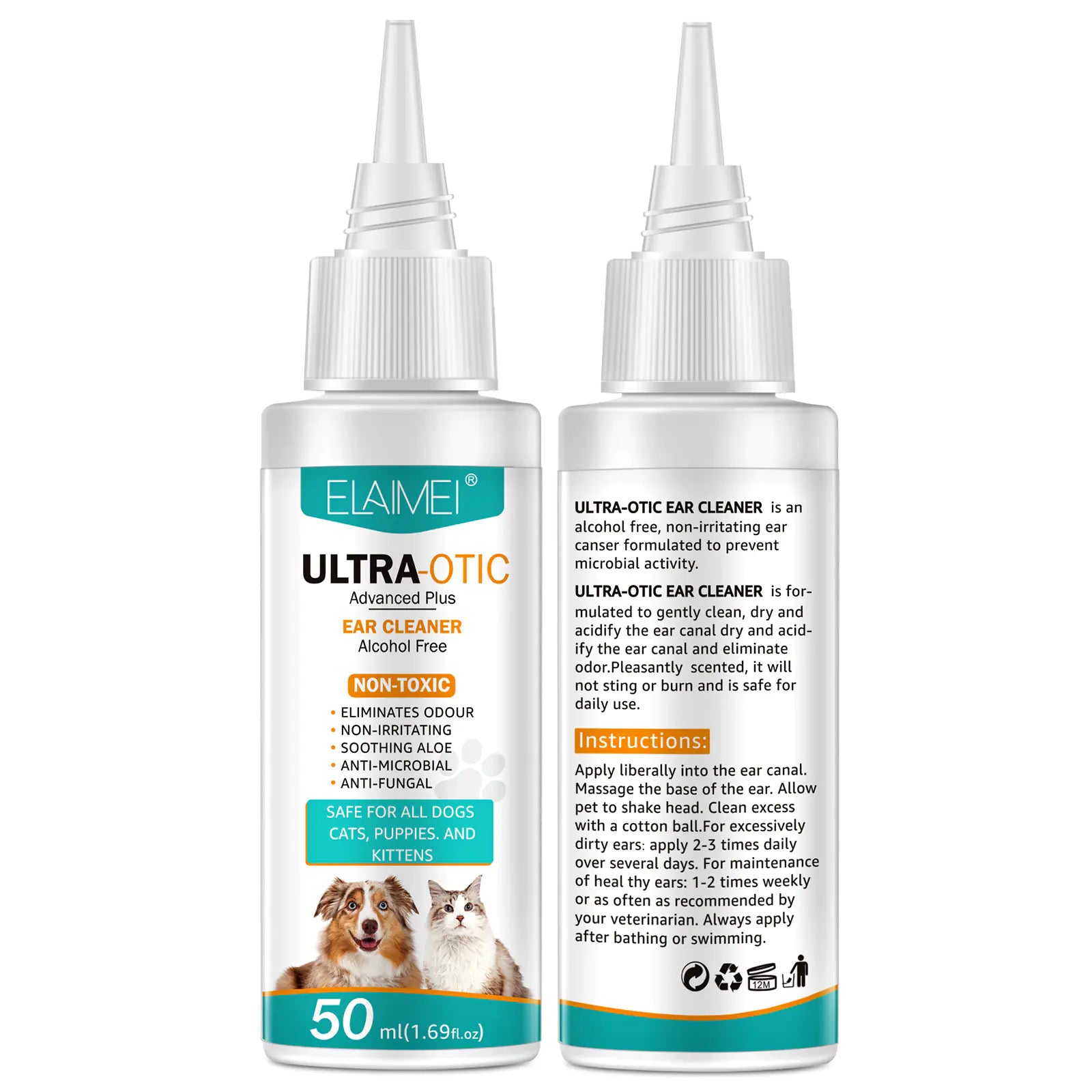 Ultra-Otic Advanced Plus Pet Ear Cleaner – Alcohol-Free, Soothing Formula with Aloe for Dogs, Cats & Puppies