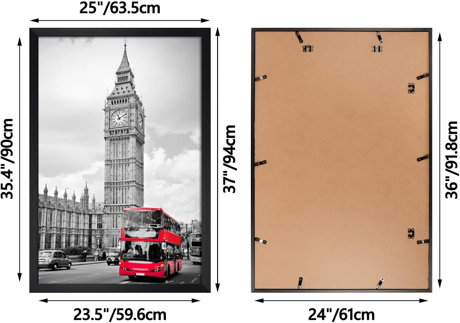 Sleek Black 24x36 Poster Frame - Perfect for Showcasing Your Favorite Artwork and Memories