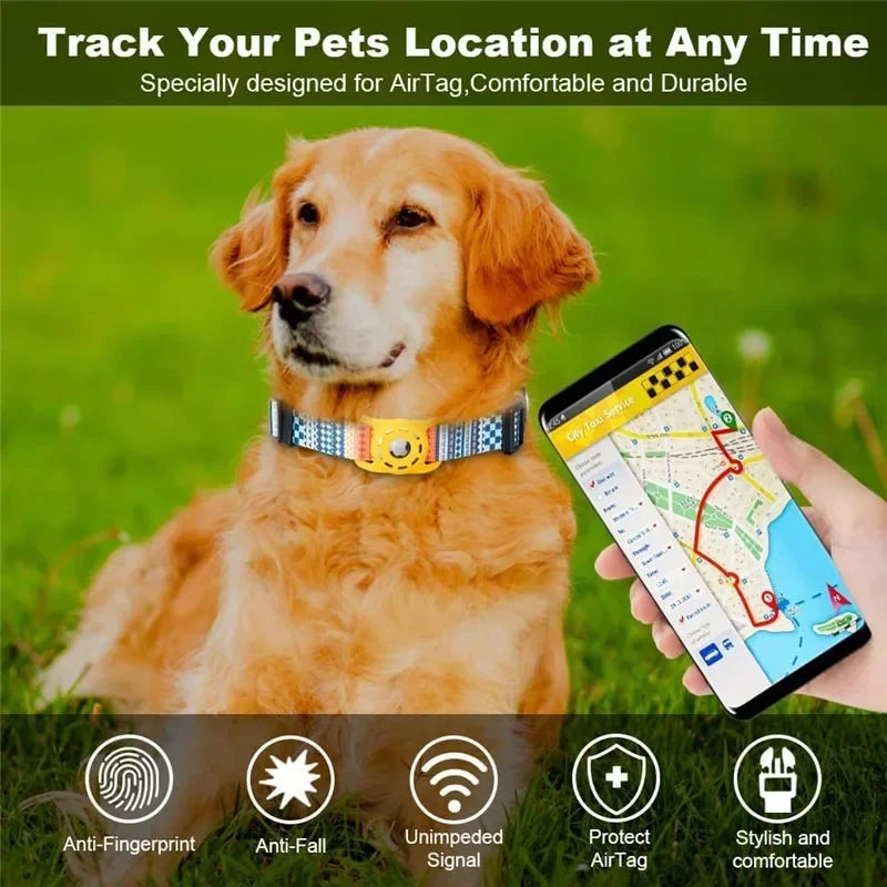 Apple AirTag Collar for Pets – Digital Printing Custom Dog Collar with AirTag Holder for GPS-Free Tracking