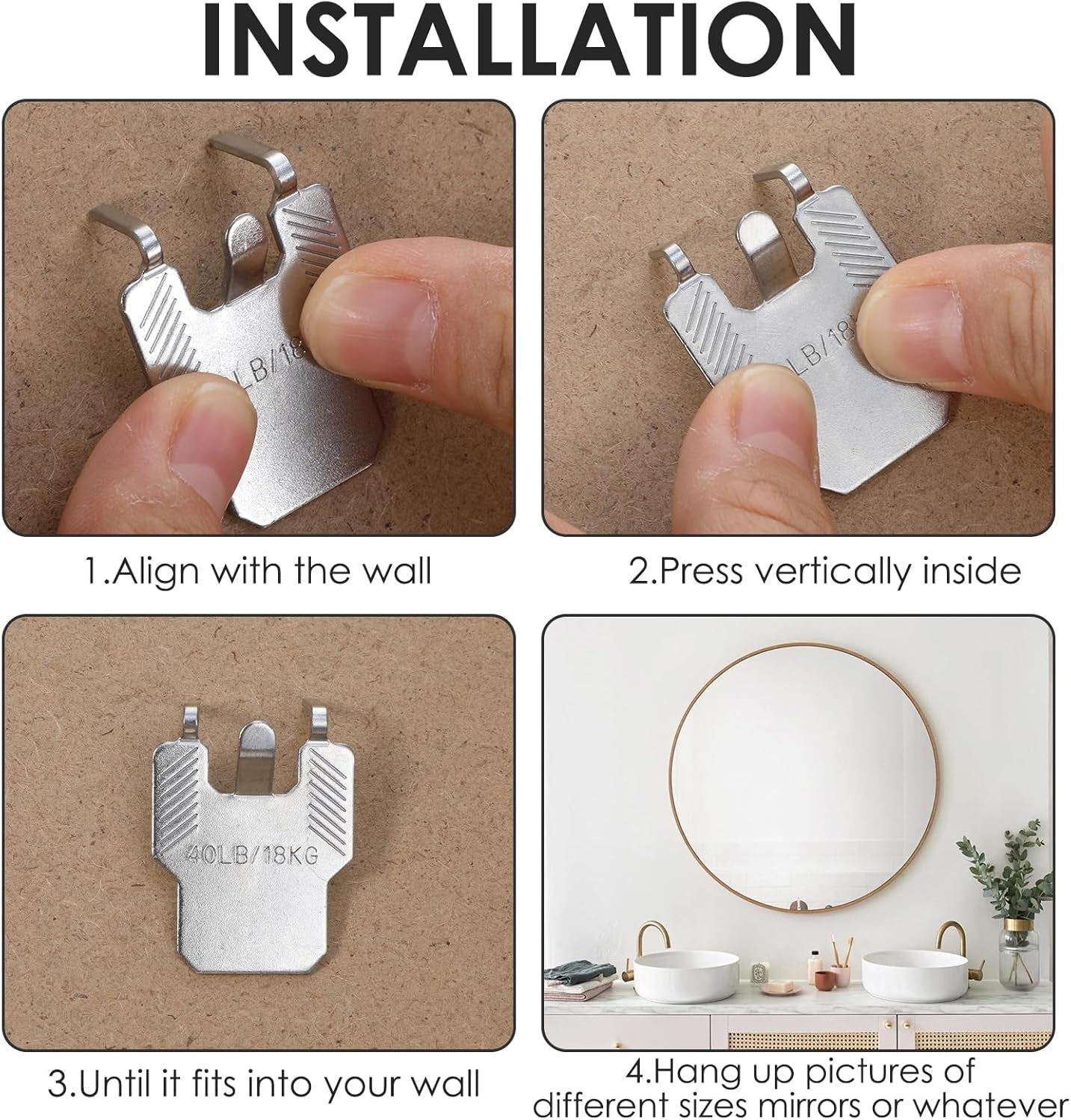 Transform Your Walls with 15 PCS Heavy-Duty 40Lb Claw Hangers - Effortless, Damage-Free Installation for Pictures, Mirrors, and Art!