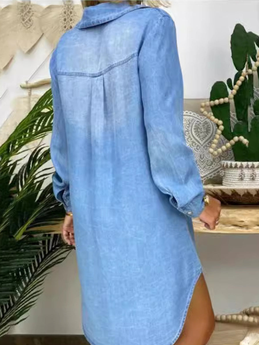 Elevate Your Everyday Look with the Donna Casual Elegant Denim Shirt Dress