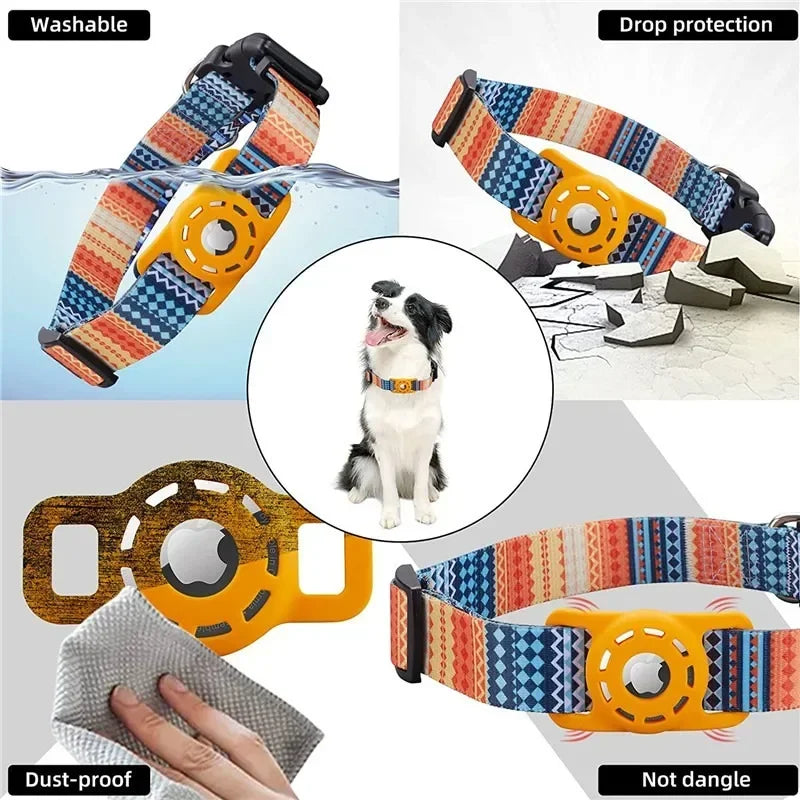 Apple AirTag Collar for Pets – Digital Printing Custom Dog Collar with AirTag Holder for GPS-Free Tracking