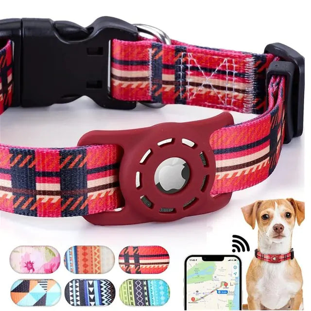 Apple AirTag Collar for Pets – Digital Printing Custom Dog Collar with AirTag Holder for GPS-Free Tracking