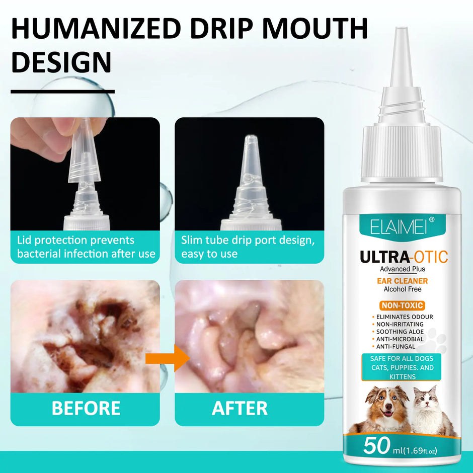 Ultra-Otic Advanced Plus Pet Ear Cleaner – Alcohol-Free, Soothing Formula with Aloe for Dogs, Cats & Puppies